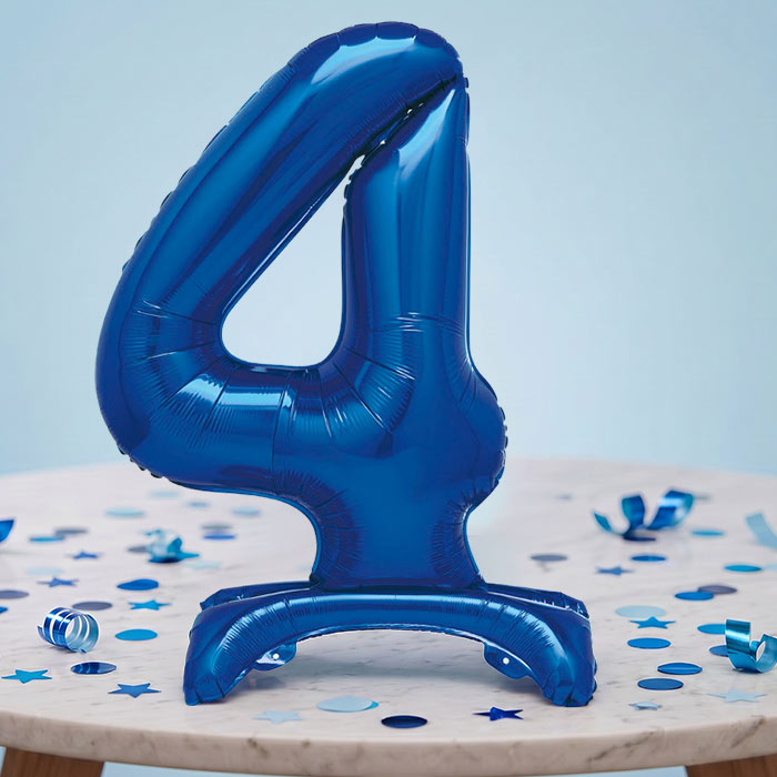 Blue Numbers 0-9 Birthday Inflated Standing Balloon Decoration