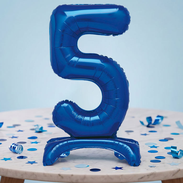 Blue Numbers 0-9 Birthday Inflated Standing Balloon Decoration