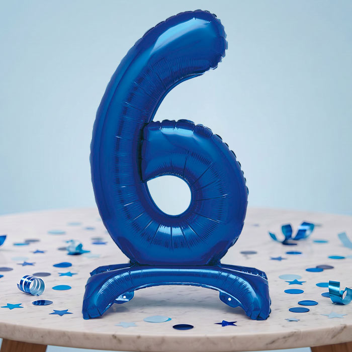 Blue Numbers 0-9 Birthday Inflated Standing Balloon Decoration