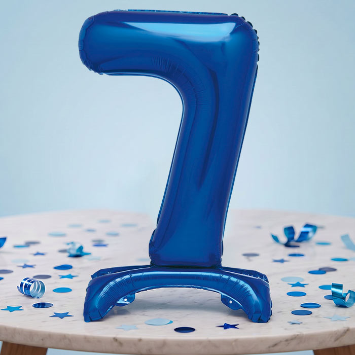 Blue Numbers 0-9 Birthday Inflated Standing Balloon Decoration