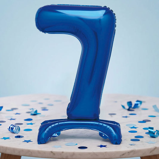 Blue Numbers 0-9 Birthday Inflated Standing Balloon Decoration