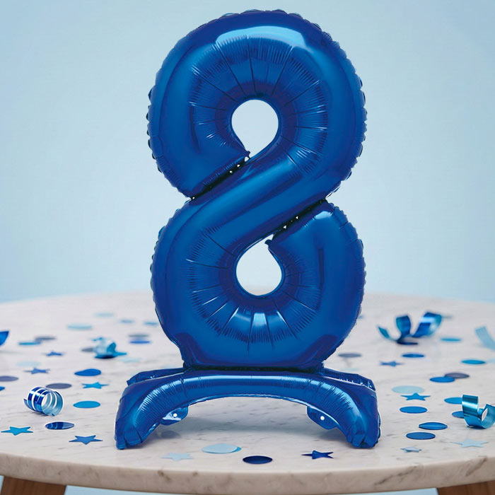Blue Numbers 0-9 Birthday Inflated Standing Balloon Decoration