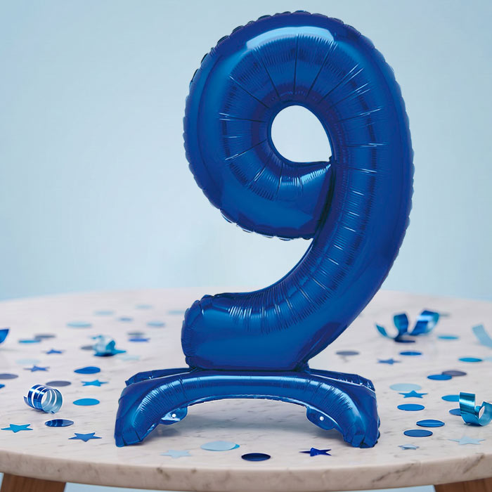 Blue Numbers 0-9 Birthday Inflated Standing Balloon Decoration