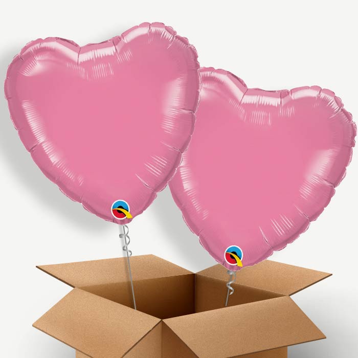 Heart Rose Pink Helium Balloon Pair | Party Save Smile