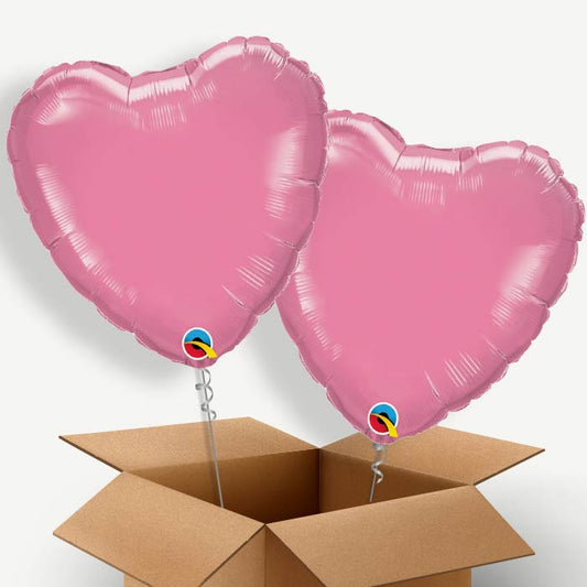 Heart Rose Pink Helium Balloon Pair | Party Save Smile