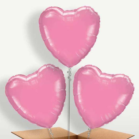 Heart Rose Pink Balloons in a Bunch Inflated with Helium | Party Save Smile