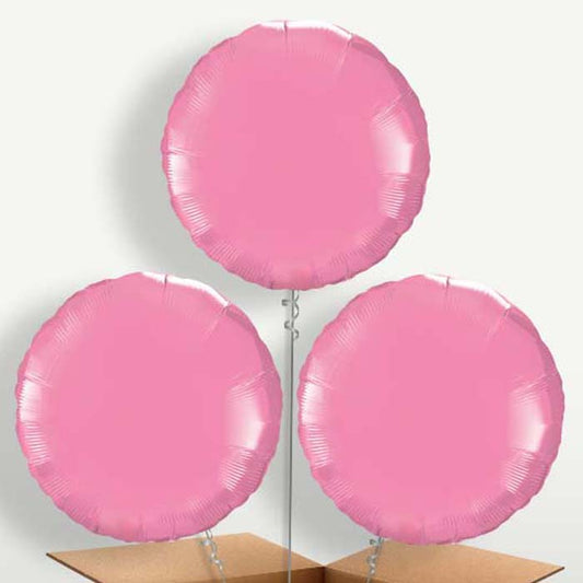 Rose Pink Circle Trio Balloon Bunch inflated with Helium | Party Save Smile