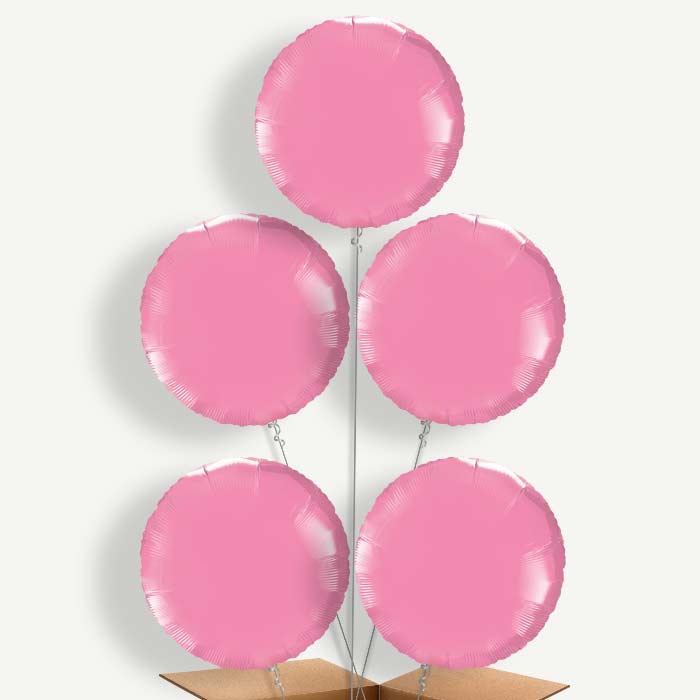 Rose Pink Circle Balloon Cluster Inflated with Helium | Party Save Smile
