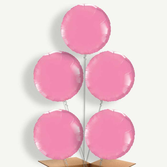 Rose Pink Circle Balloon Cluster Inflated with Helium | Party Save Smile