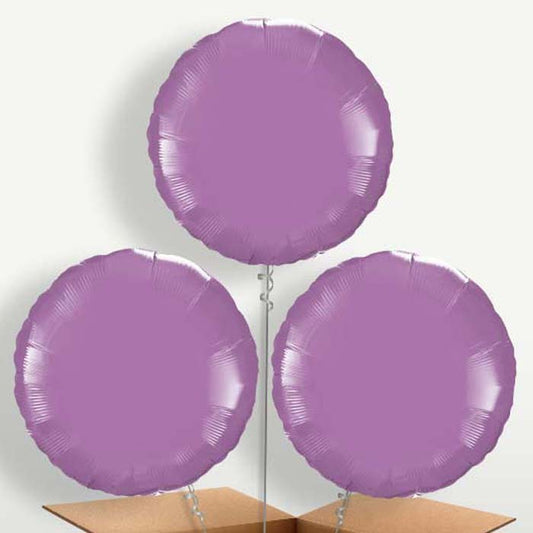 Lilac Circle Balloon Bunches inflated with Helium | Party Save Smile