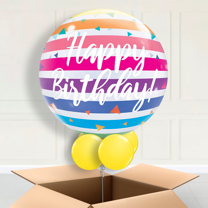 Stripes Birthday Bubble Balloon in a Box - Bubble Balloon | Party Save Smile