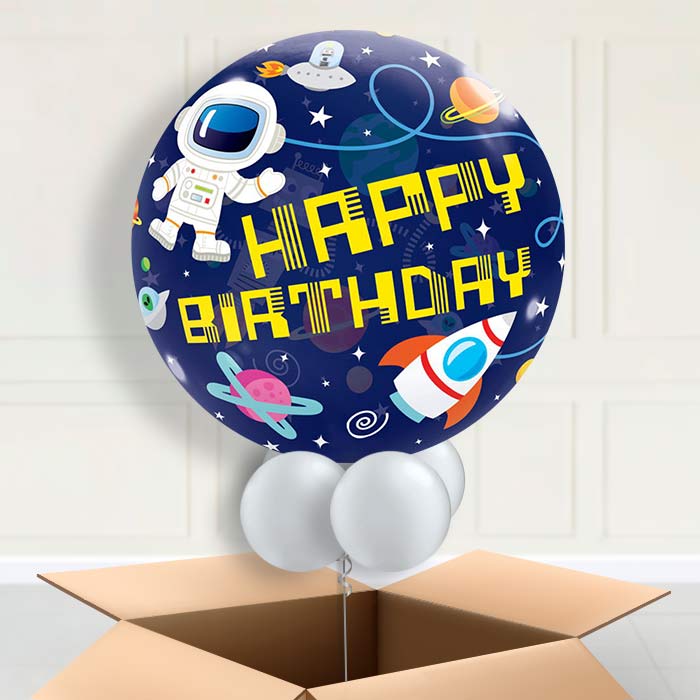 Happy Birthday Space Bubble Balloon in a Box - Bubble Balloon | Party Save Smile