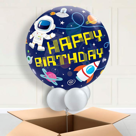 Happy Birthday Space Bubble Balloon in a Box - Bubble Balloon | Party Save Smile