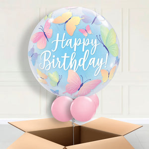 Butterfly Birthday Bubble Helium Balloons