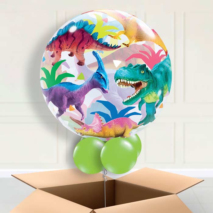 Inflated Dinosaur Bubble Balloon in a Box - Bubble Balloon | Party Save Smile