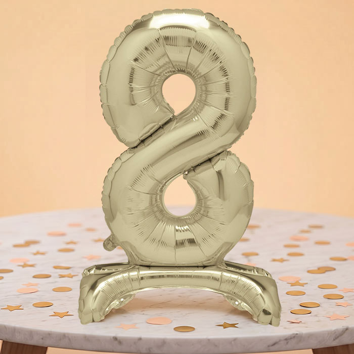 Gold Numbers 0-9 Birthday Inflated Standing Balloon Decoration