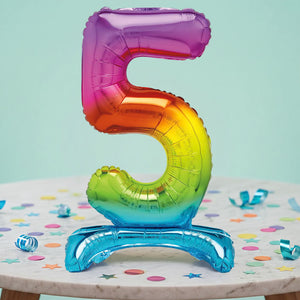 Rainbow Numbers 0-9 Birthday Inflated Standing Balloon
