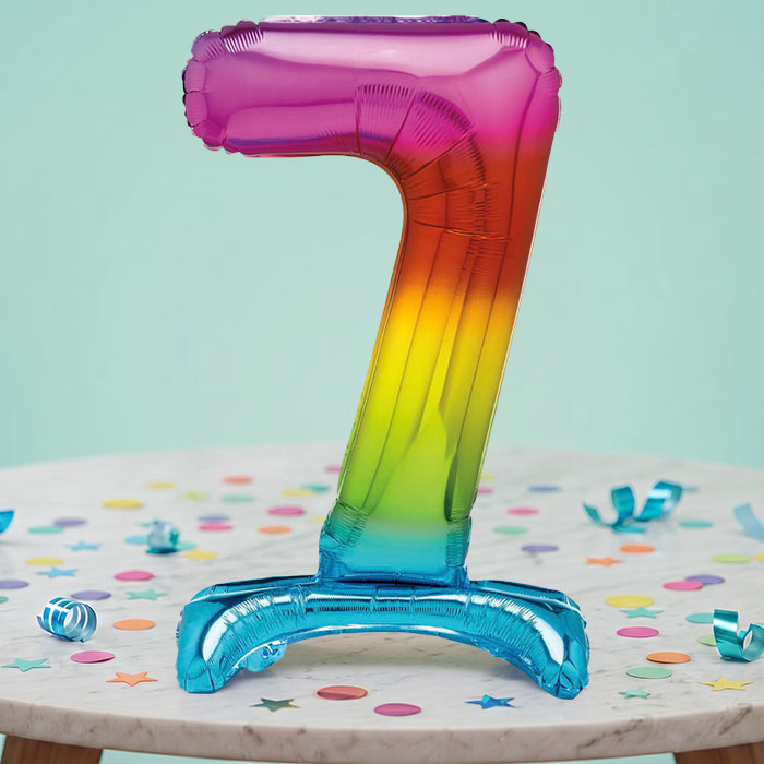 Rainbow Numbers 0-9 Birthday Inflated Standing Balloon