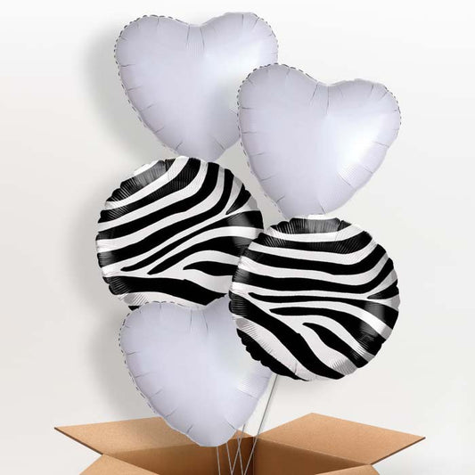 Zebra Print Helium Balloon in a Box - 5 Balloon | Party Save Smile