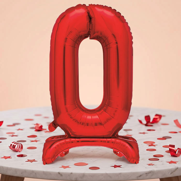 Red Number 0 Birthday Inflated Standing Balloon Decoration - Number 0 | Party Save Smile