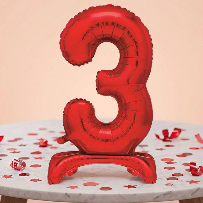 Red Number 0-9 Birthday Inflated Standing Balloon Decoration