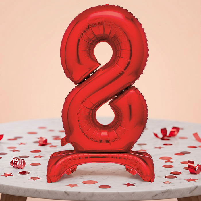 Red Number 0-9 Birthday Inflated Standing Balloon Decoration