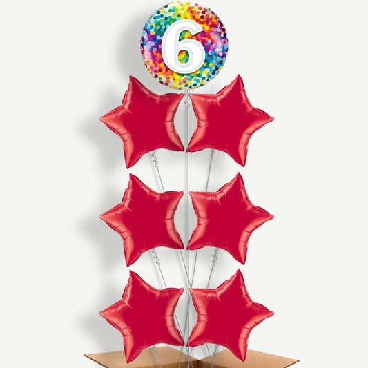 Colourful Confetti 6th Birthday Helium Balloon Arrangement | Party Save Smile
