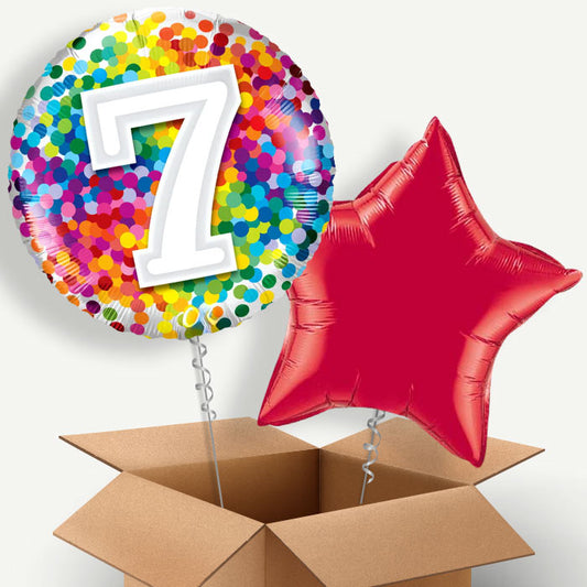 7th Birthday Rainbow Helium Balloon Two | Party Save Smile