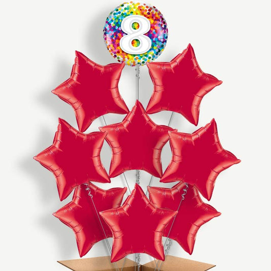 8th Birthday Rainbow Balloon Bundle Inflated with Helium | Party Save Smile