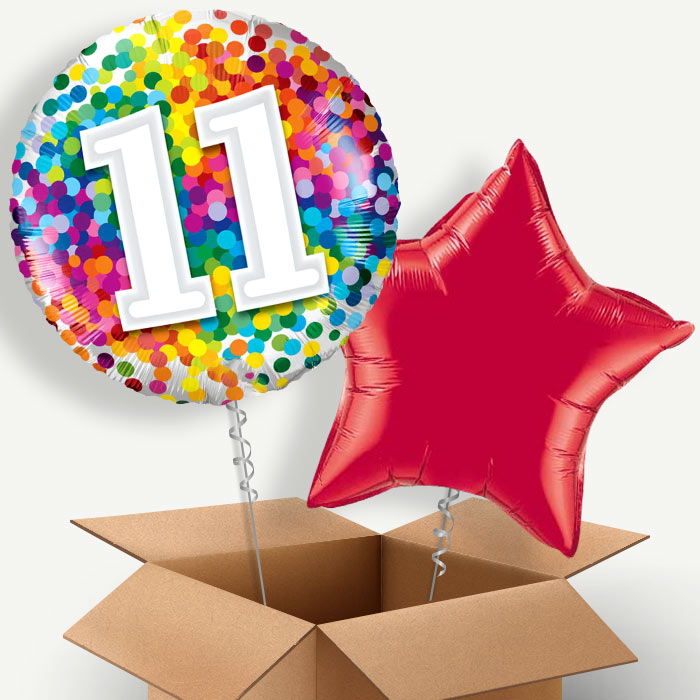 Colourful 11th Birthday Helium Balloon Duo | Party Save Smile