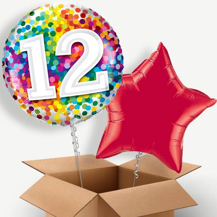 Colourful 12th Birthday Helium Balloon Duo | Party Save Smile