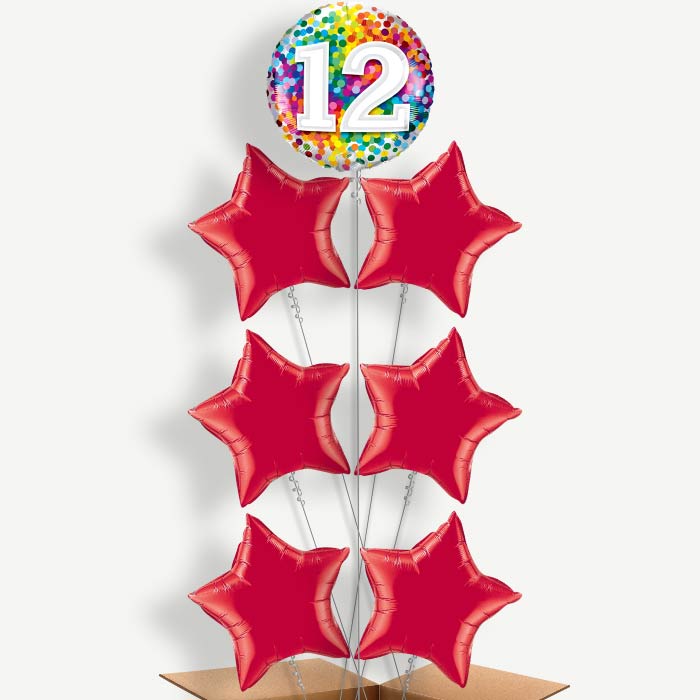 Colourful 12th Birthday Helium Balloon Arrangement | Party Save Smile