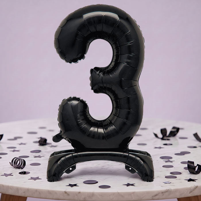 Black Numbers 0-9 Birthday Inflated Standing Balloon