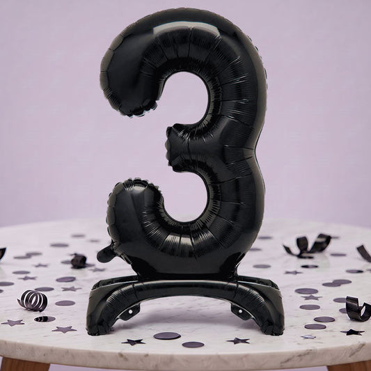 Black Numbers 0-9 Birthday Inflated Standing Balloon