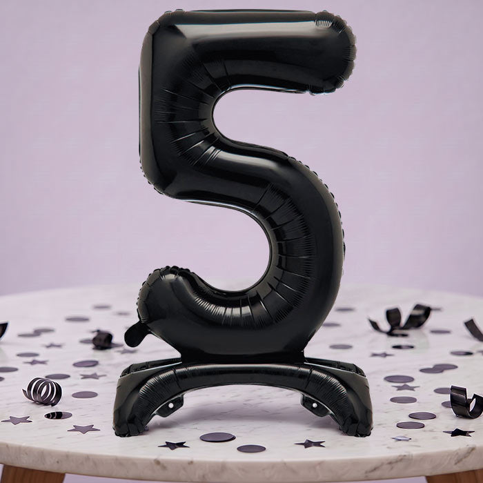 Black Numbers 0-9 Birthday Inflated Standing Balloon