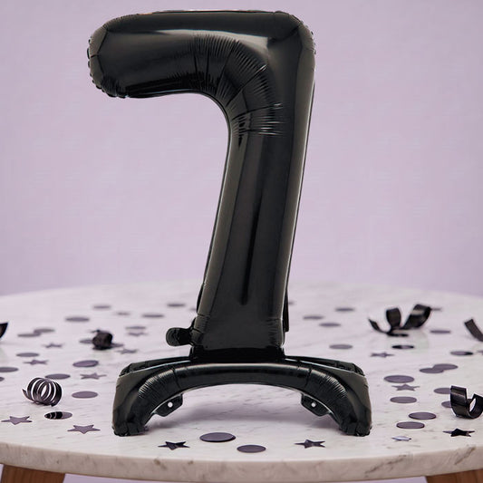 Black Number 7 Birthday Inflated Standing Balloon Decoration - Number 7 | Party Save Smile