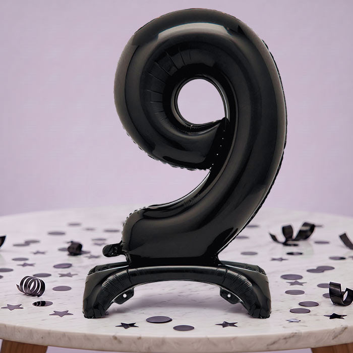 Black Numbers 0-9 Birthday Inflated Standing Balloon