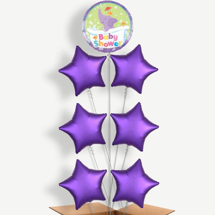 Purple Elephant Baby Shower Helium Balloon Arrangement | Party Save Smile