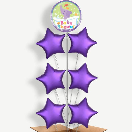 Purple Elephant Baby Shower Helium Balloon Arrangement | Party Save Smile