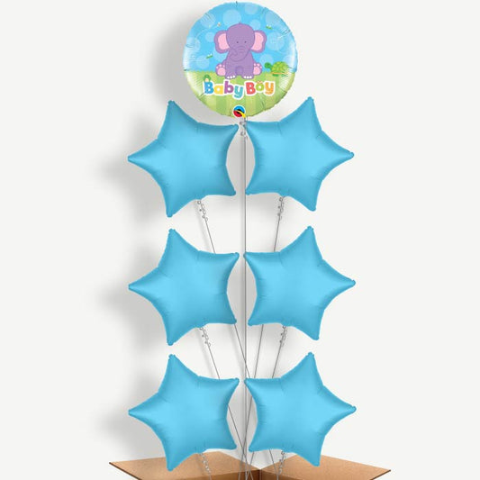Elephant Baby Boy Balloon Arrangement Inflated with Helium | Party Save Smile