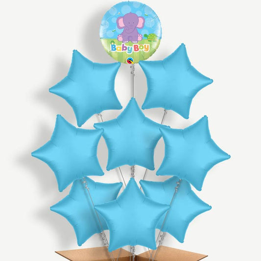Elephant Baby Boy Balloon Bundle Inflated with Helium | Party Save Smile