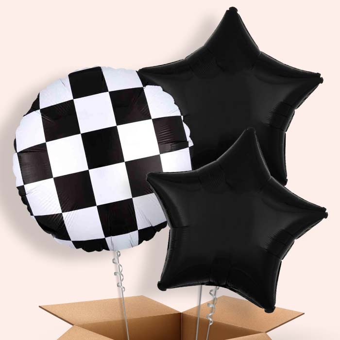 Checkerboard Helium Balloon in a Box - 3 Balloons | Party Save Smile