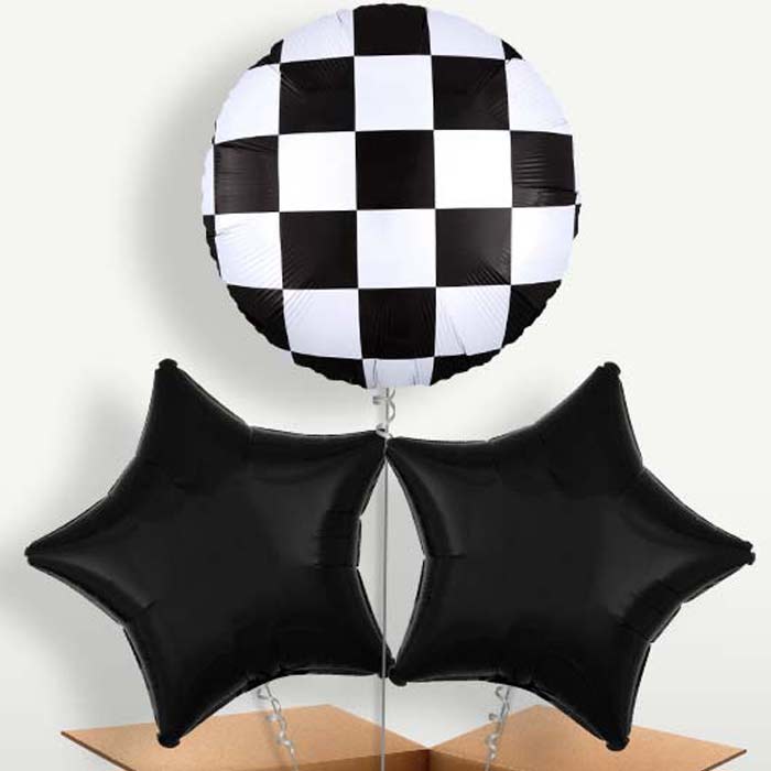 Checkerboard Bunch of Balloons inflated with Helium | Party Save Smile