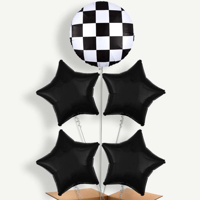 Checkerboard Balloon Cluster Inflated with Helium | Party Save Smile