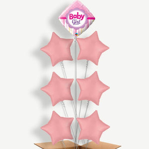 Baby Girl Diamond 7 Balloon Arrangement Inflated with Helium