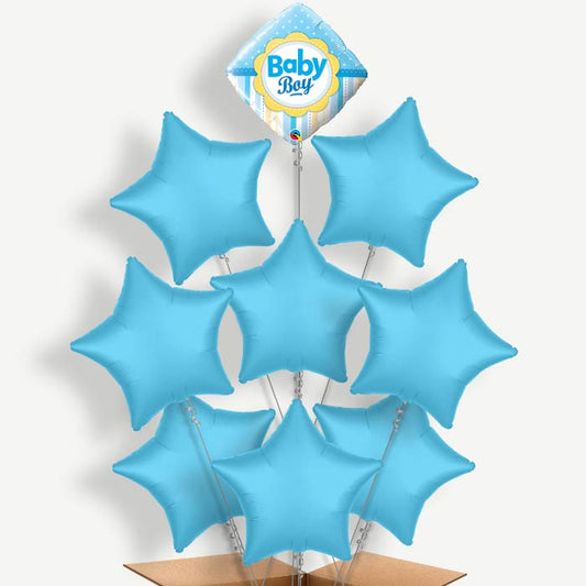 Diamond Baby Boy Balloon Bundle Inflated with Helium | Party Save Smile