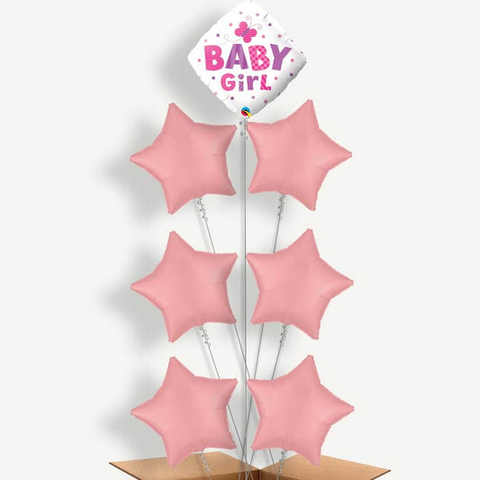 Welcome Baby Girl Butterfly Helium Balloon Arrangement | Party Save Smile