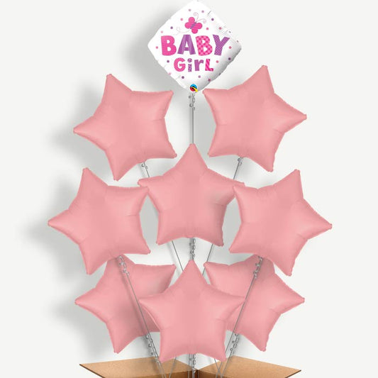Welcome Baby Girl Butterfly Helium Balloon Bundle | Party Save Smile