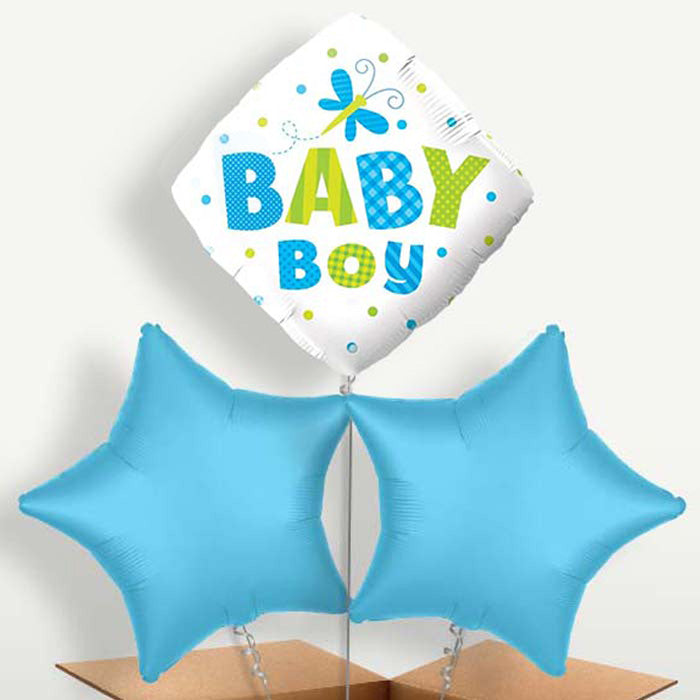 Dragonfly Baby Boy Trio Balloon Bunch inflated with Helium | Party Save Smile