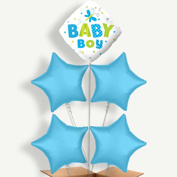 Dragonfly Baby Boy Balloon Cluster Inflated with Helium | Party Save Smile